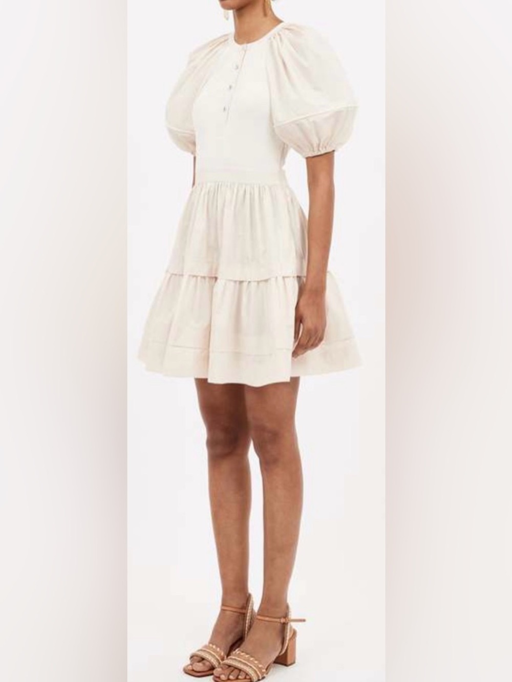 Ulla Johnson Cream Tiered Mini Skirt